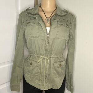 Seventeen chic jacket y2k streetwear studded womens sz M pockets draw string